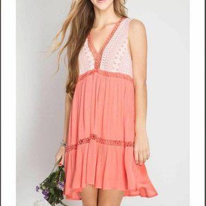 V neck dress with lace